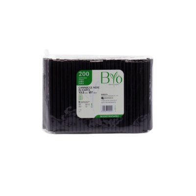 Cannucce Nere Biodegradabili 13,5cm (200 pezzi)