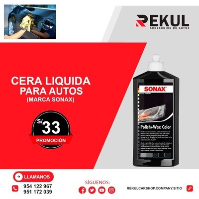 Cera liquida para autos marca Sonax