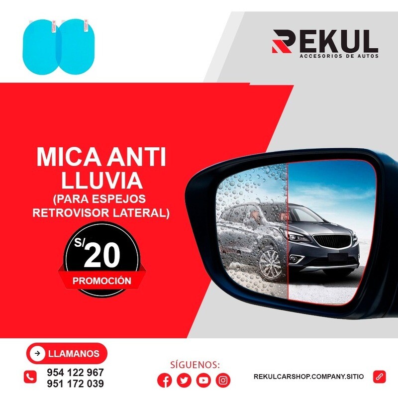 Mica anti lluvia para espejos retrovisor lateral