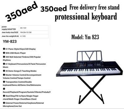 Yongmei- 823 Teaching Electronic Keyboard black colour with stand