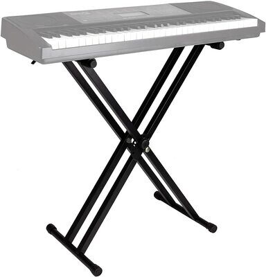 Universal Double braced Keyboard Stand with Locking Straps, Black