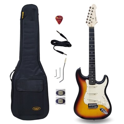 Sqoe Strat Electric Guitar atte Sunburst colour with Accessories