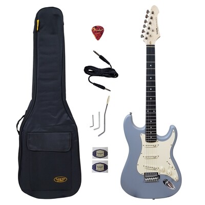 Sqoe Strat Electric Guitar Matte Grey with Accessories