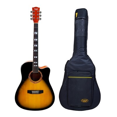 Sqoe Guitar 41" Semi Acoustic Sunburst Colour with accessories