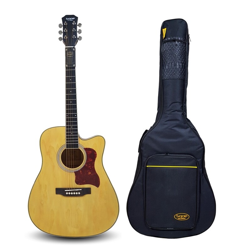 Sqoe Guitar 41&quot; Semi Acoustic Wood Colour with accessories