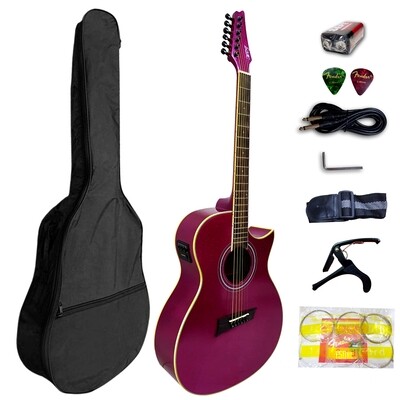 Clover 41" Semi Acoustic Pink with Tuner Full package