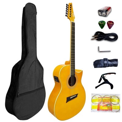 Clover 41" Semi Acoustic yellow with Tuner Full package