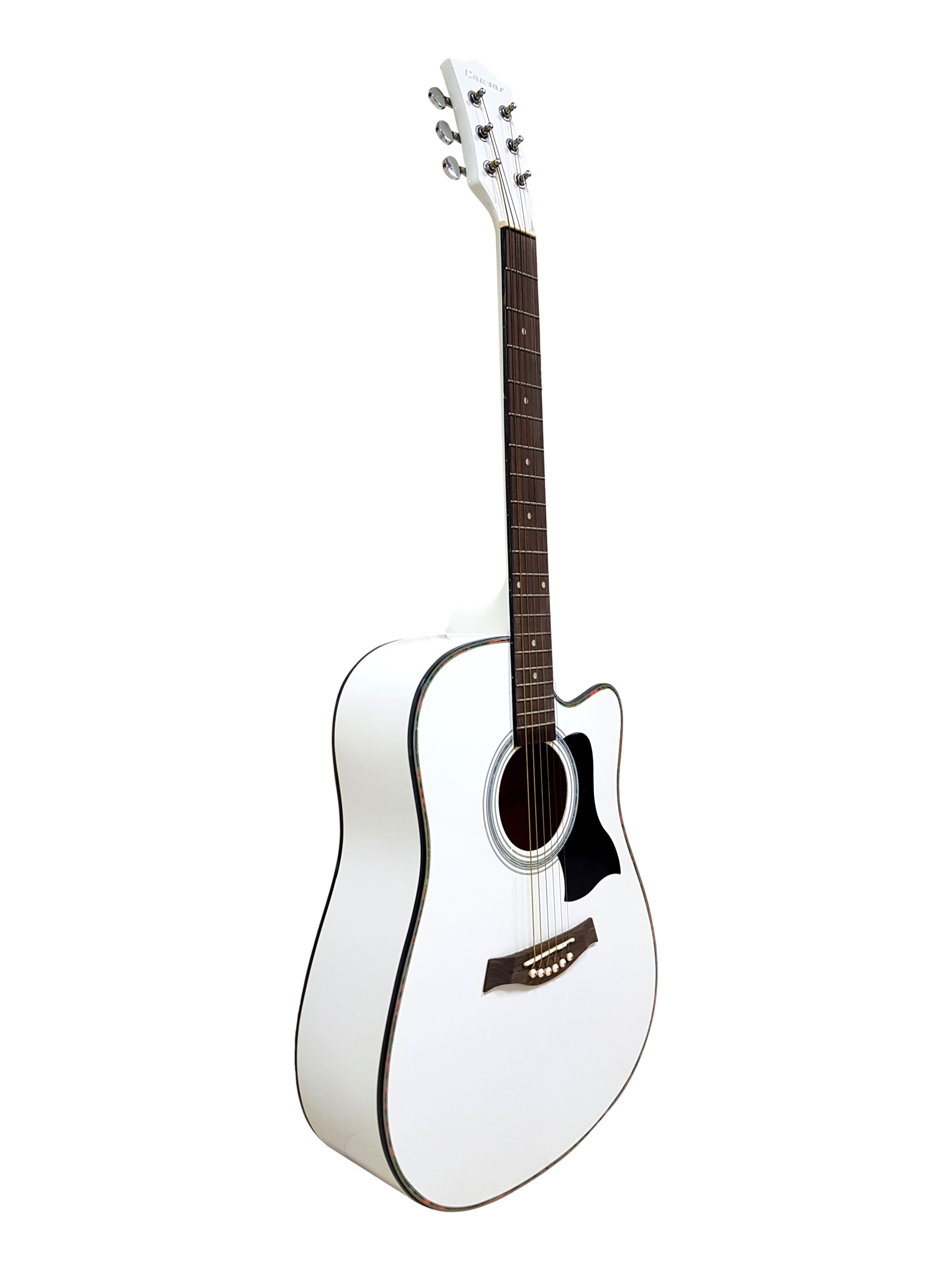 Caesar 41" Acoustic Guitar White Cutaway Full Size