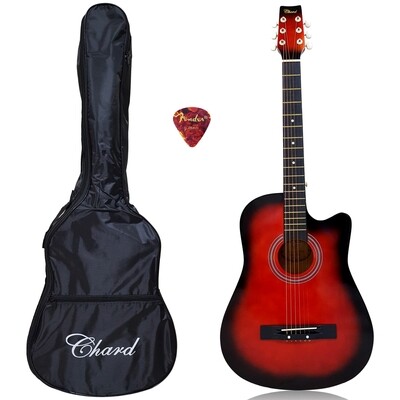 38"Chard Acoustic Guitar Red with Bag and Pick