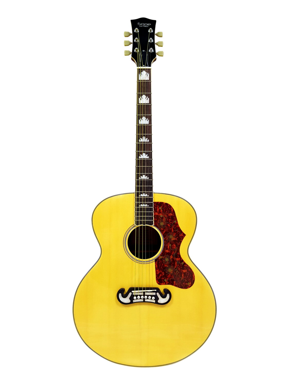 Sqoe 42" Natural Colour Acoustic Guitar with Leather Bag and pick.