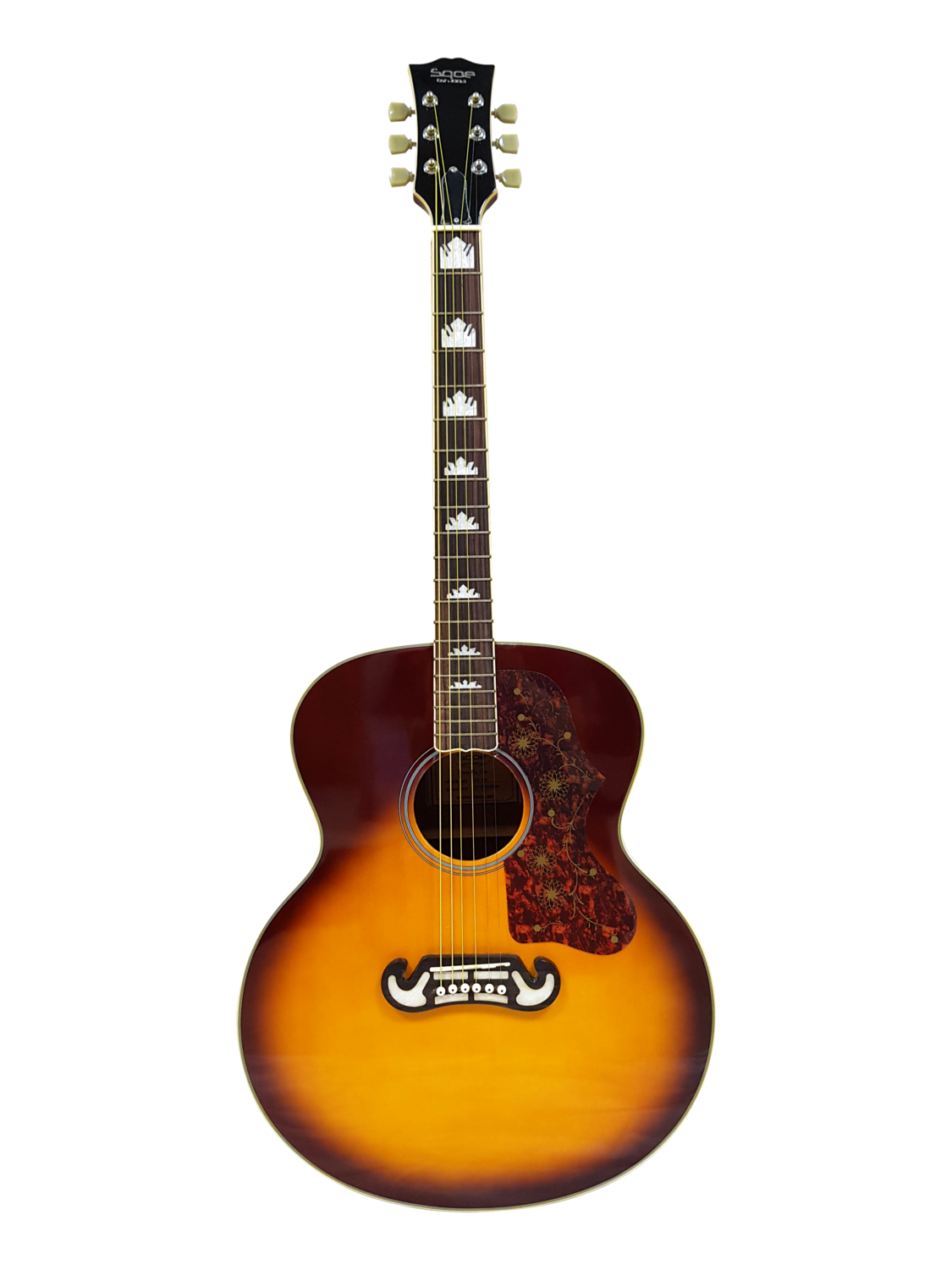 Sqoe 42" Sunburst Acoustic Guitar with Leather Bag and pick.