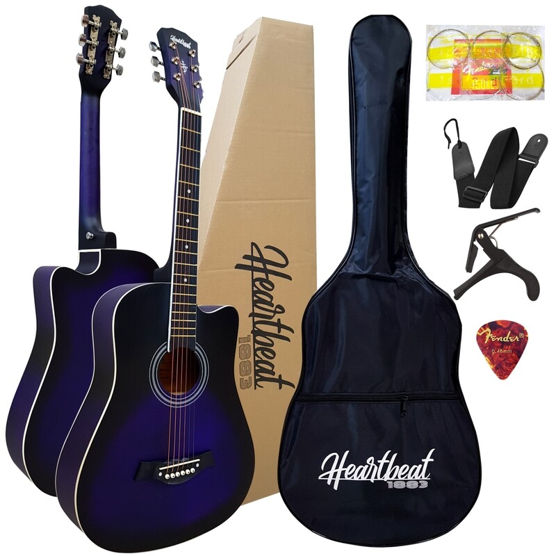 Heartbeat1883 - Acoustic Guitar 38&quot;  w/ White edge with Bag ,Belt ,Pick, Capo , String set.( Matte Violet)