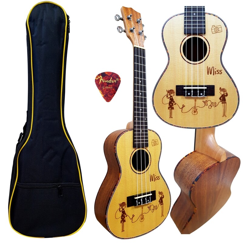 Concert 24&quot; Pro Ukulele Mahogany Wood Colour Free padded bag w/ Pick.