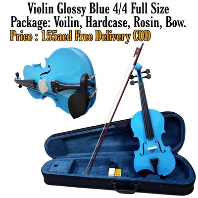 Violin Full size 4x4 Acoustic Blue with hard case, rosin and bow.