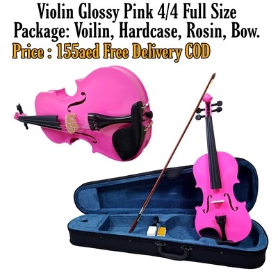 Violin Full size 4x4 Acoustic Pink with hard case, rosin and bow.