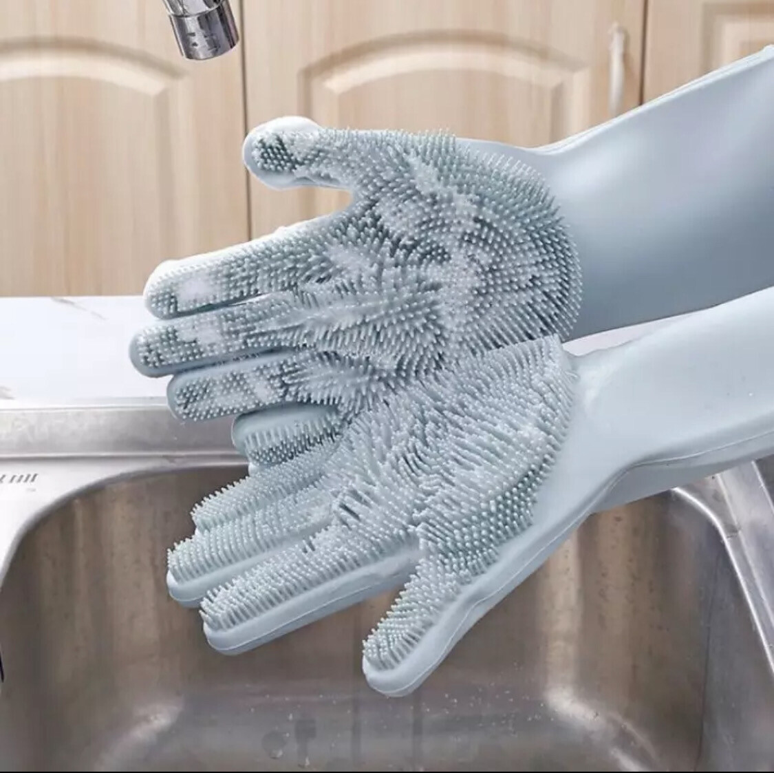 1 Pair Dish Washing Gloves Magic Silicone Dishes Cleaning Gloves With Cleaning Brush Kitchen Wash Household Scrubbing Gloves