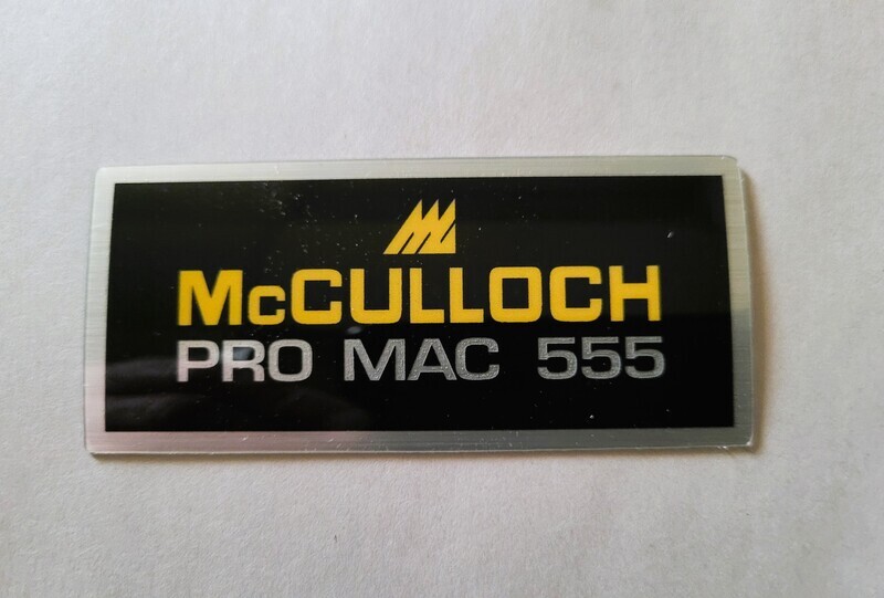 McCulloch Pro Mac 555 filter cover sticker