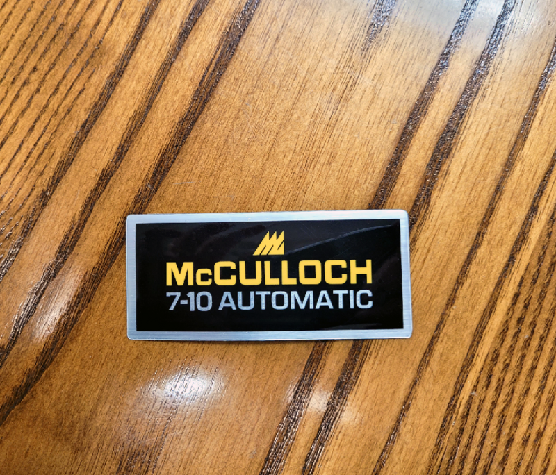McCulloch 7-10 Automatic filter cover sticker
