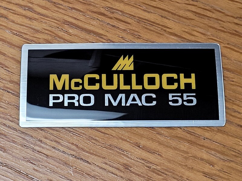 McCulloch Pro Mac 55 filter cover sticker