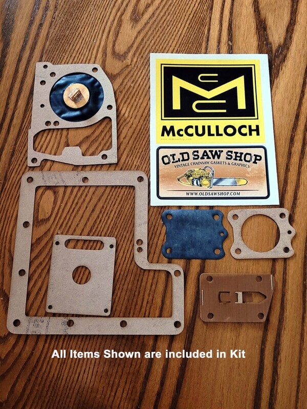 McCulloch Model 33B, Super 33, Model 39, Mac 35 and Mac 35A 6 Piece Fuel System Rebuild Kit.