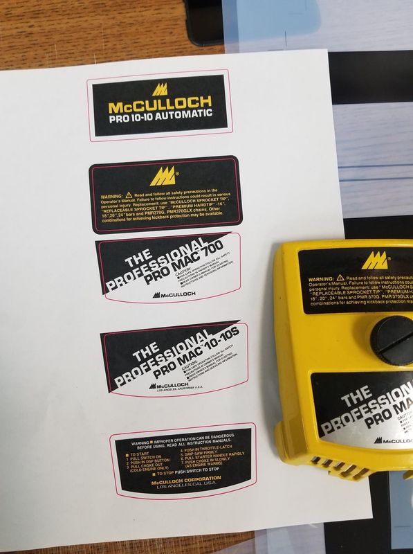 McCulloch 10 Series Stickers