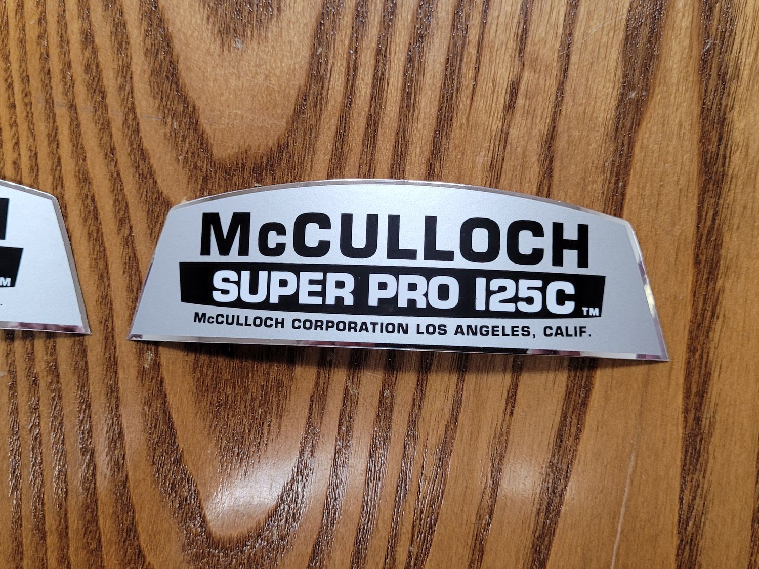 McCulloch Super Pro 125C OEM Grade Sticker