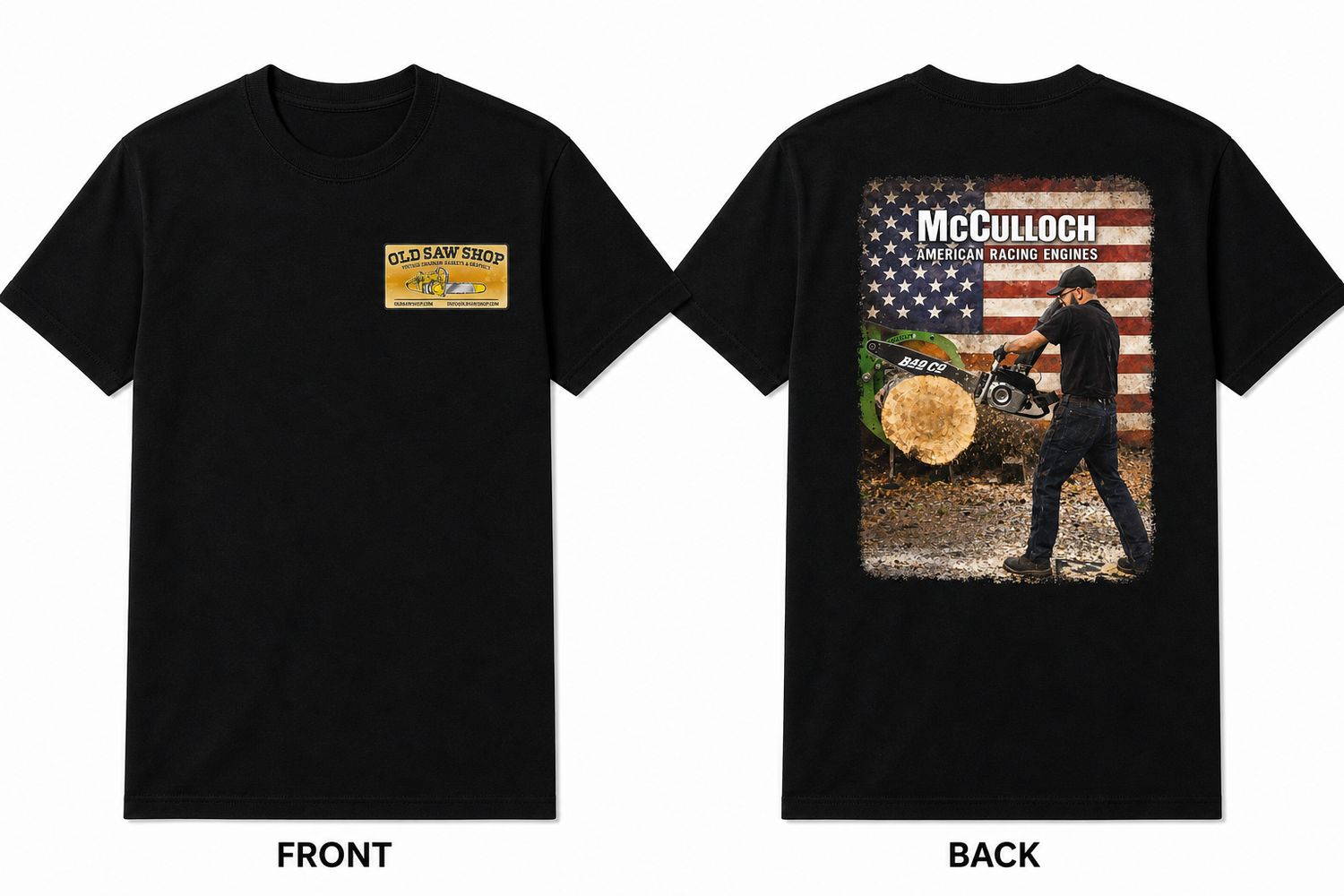 McCulloch American Racing Engines Vintage Chainsaw T-Shirt