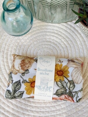 Bouillotte sèche blanc fleurs vintage 