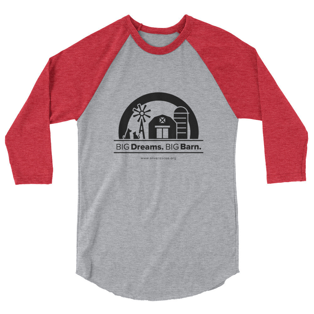 "Big Dreams. Big Barn." 3/4 sleeve raglan shirt