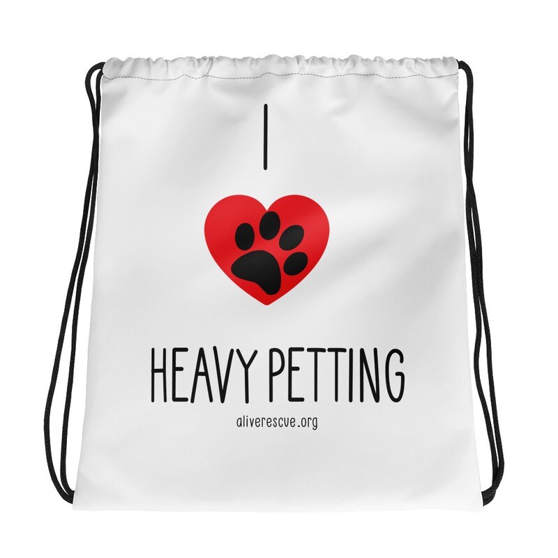 &quot;I Heart Heavy Petting&quot; Drawstring bag