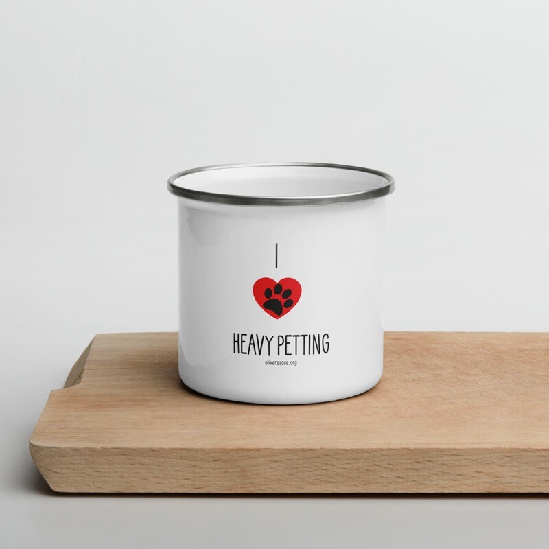 &quot;I Heart Heavy Petting&quot; Enamel Mug