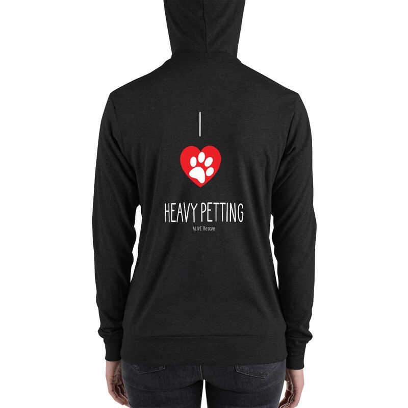 &quot;I Heart Heavy Petting&quot; Unisex zip hoodie