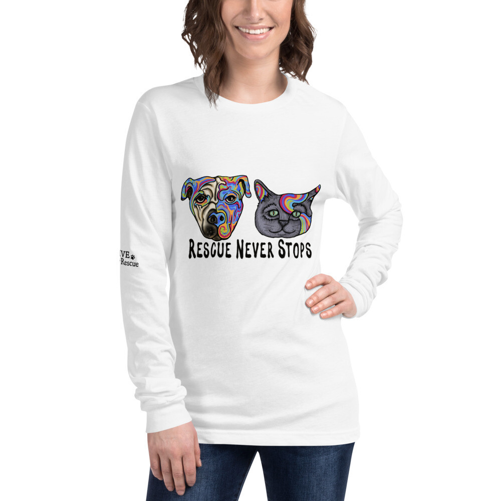 "Rescue Never Stops" Unisex Long Sleeve Tee