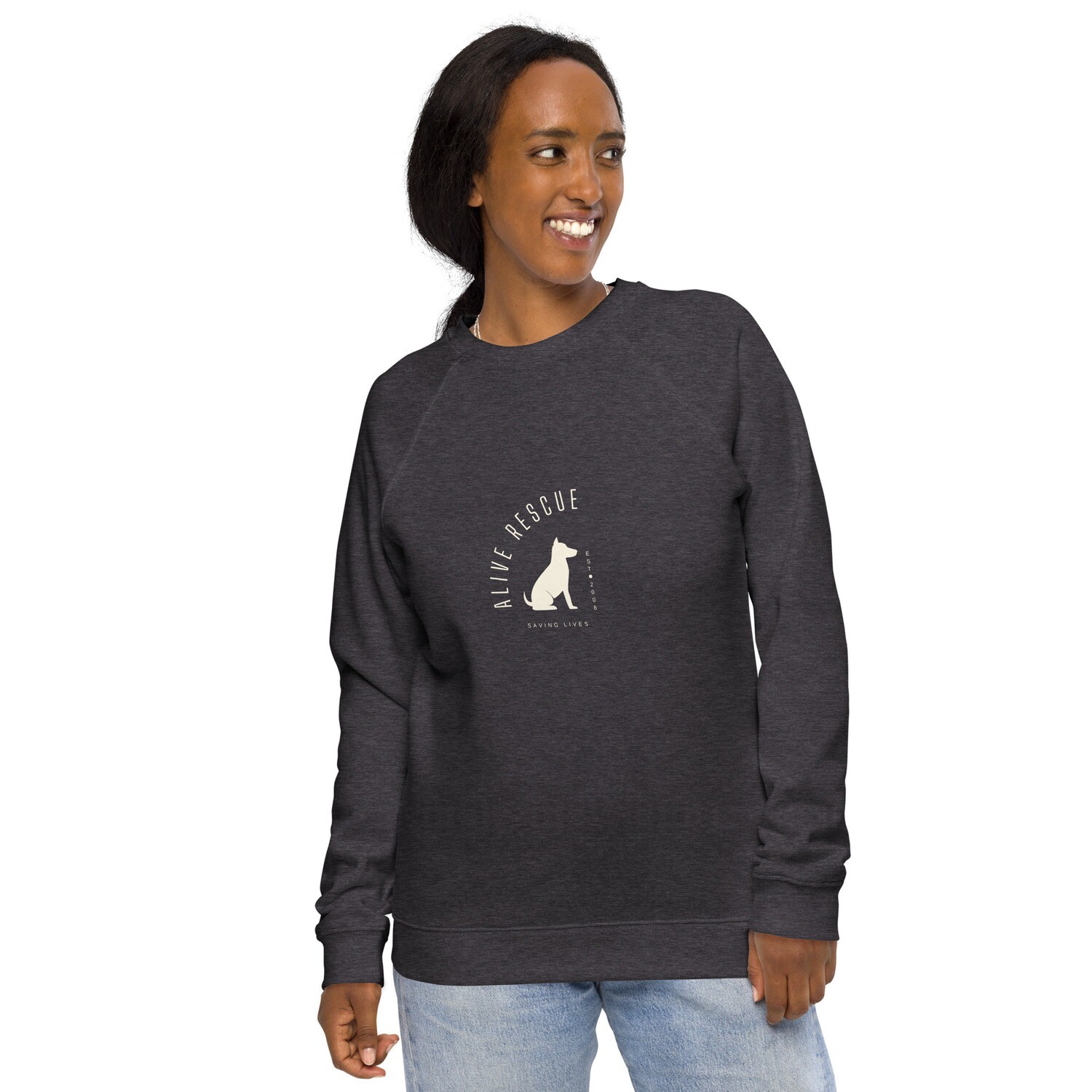 &quot;Saving Lives&quot; Unisex organic raglan sweatshirt