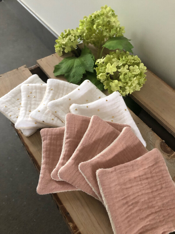 Lingettes nettoyantes en double gaze et éponge de bambou bio