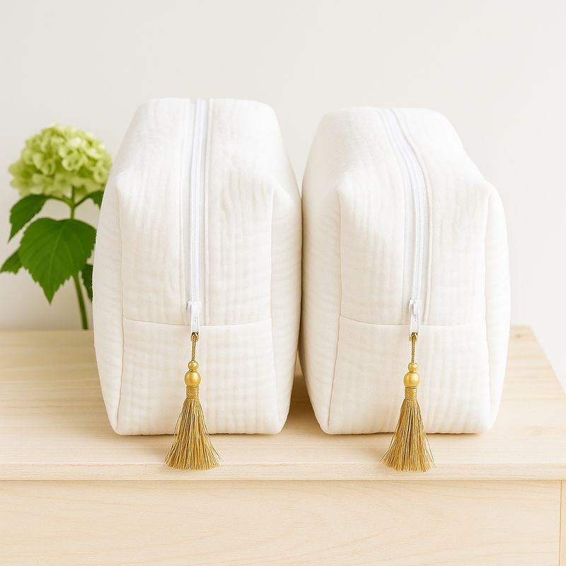 Grande trousse de toilette, vanity double gaze bio