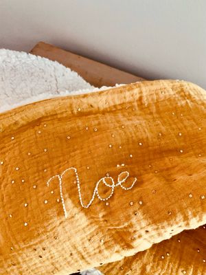 Couverture hiver personnalisée double gaze et sherpa bio