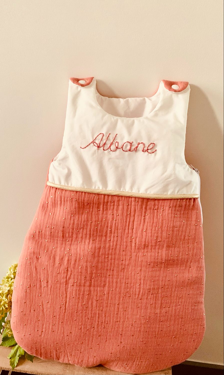 Gigoteuse hiver bébé double gaze de coton et coton blanc
