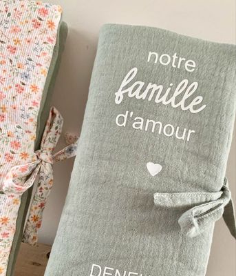 Protège livret de Famille en double gaze de coton oeko-tex