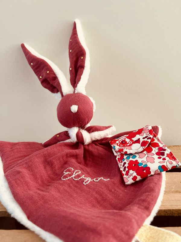 Doudou Bola double gaze de coton et peluche bio