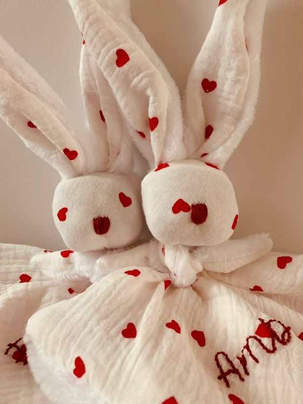 Doudou sherpa ou peluche et double gaze ❤️