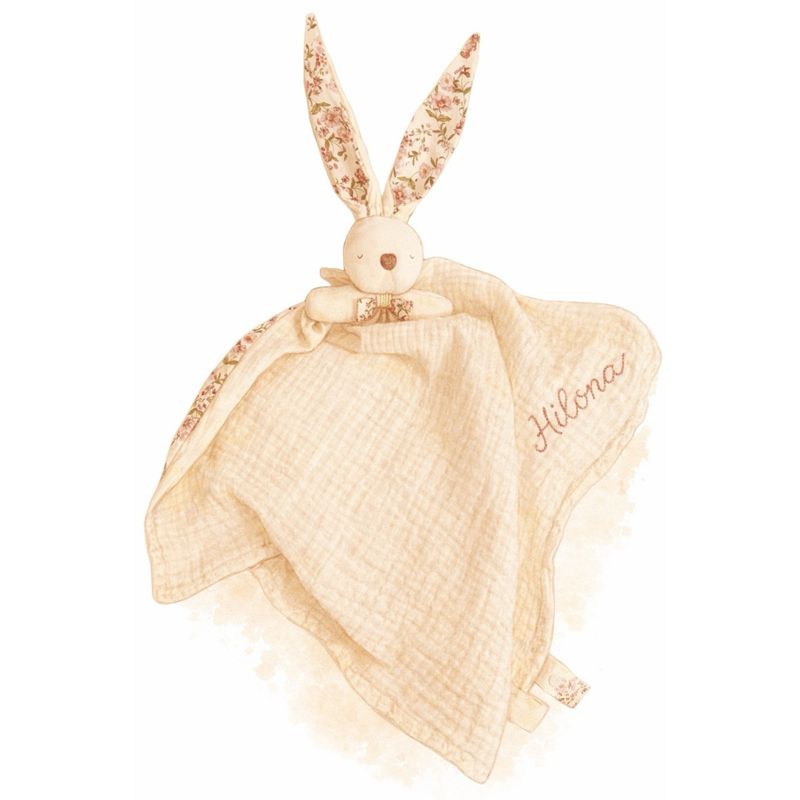 Doudou lange personnalisé xxl double gaze et coton bio - cadeau de naissance