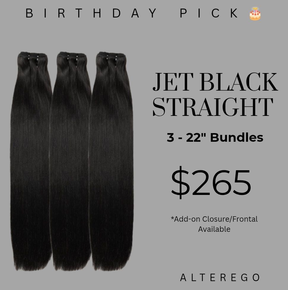 Jet Black 3-22" Bundles - Birthday Pick
