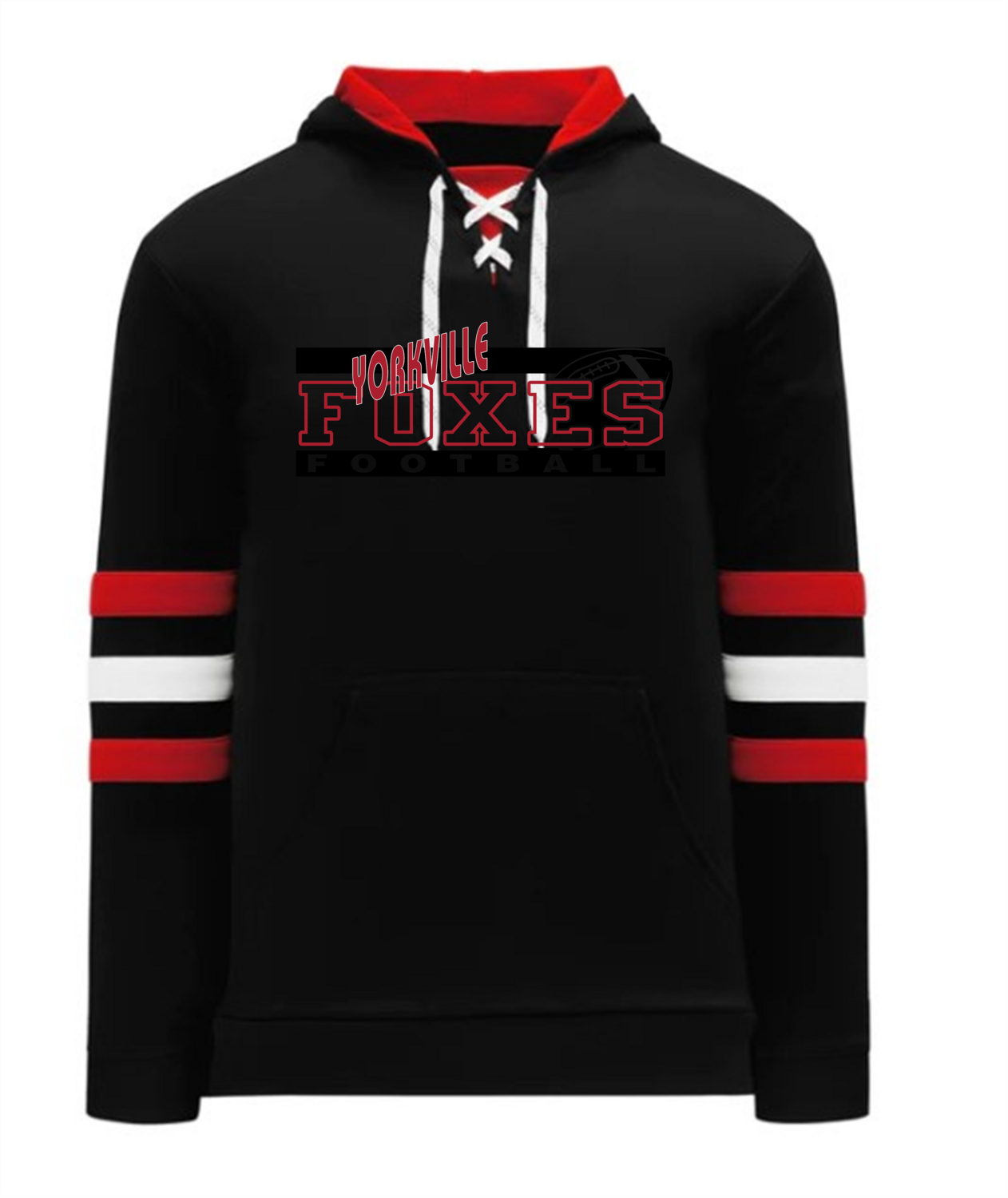 Foxes Football III - Hockey Hoodie, Color: Black