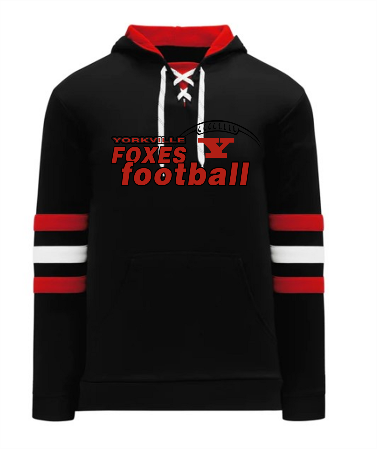 Foxes Football II - Hockey Hoodie, Color: Black