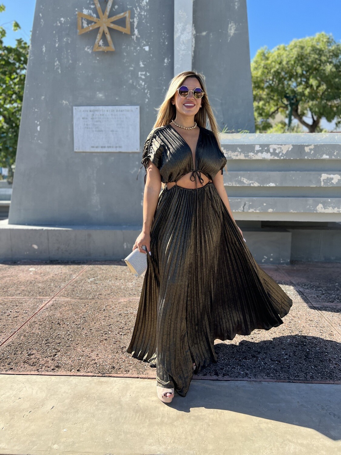 Golden Pleated Maxi