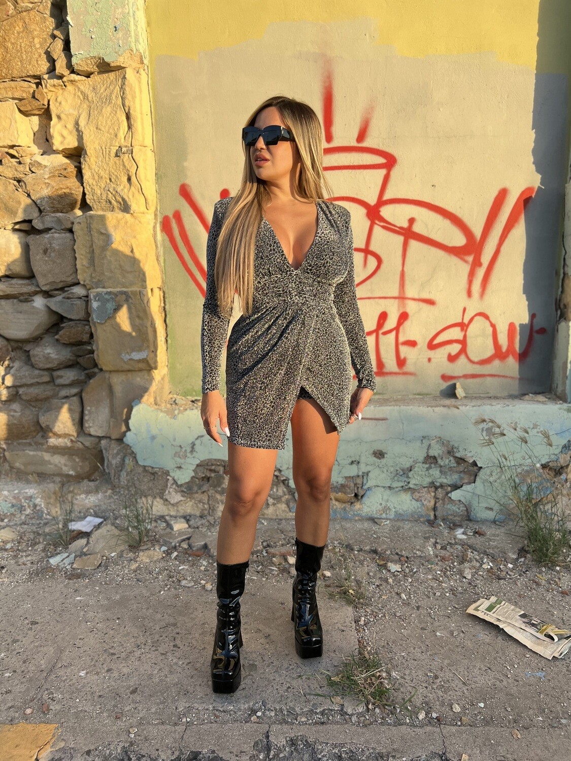 Silver Leopard Romper