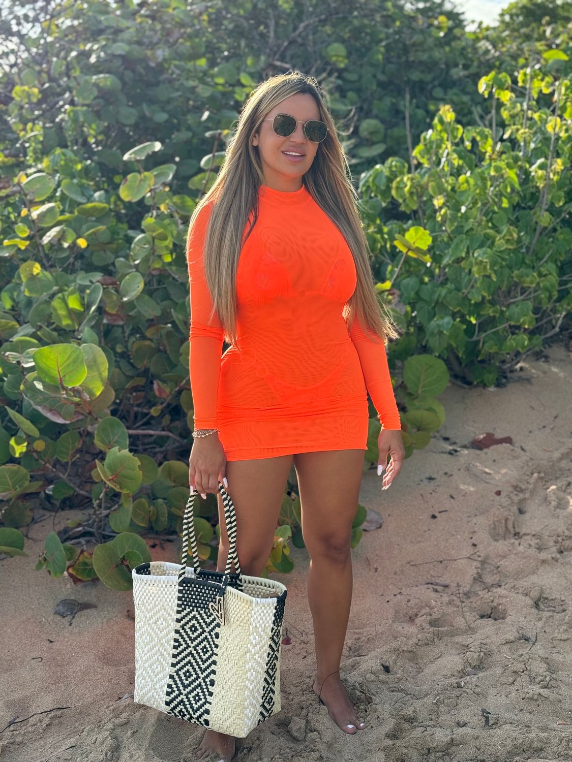 Very Orange Mesh Dress