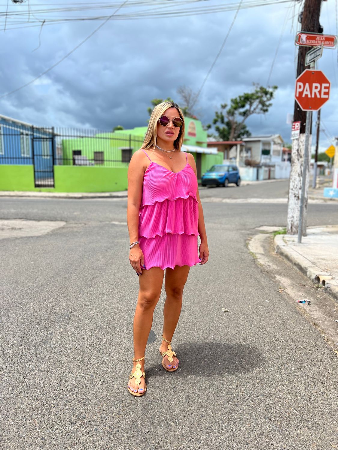 Pink Plisse Dress