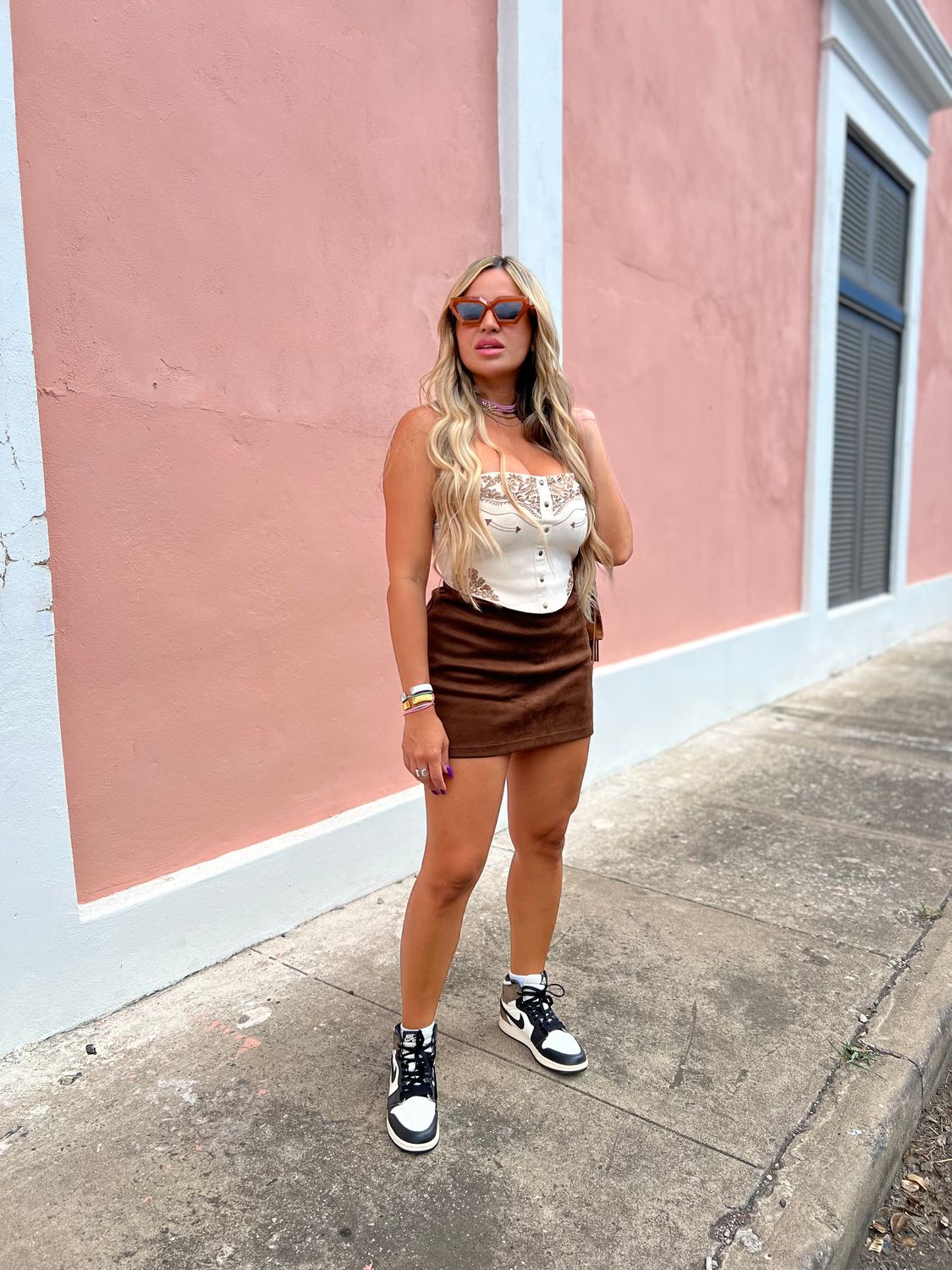 Brown Suede Skort